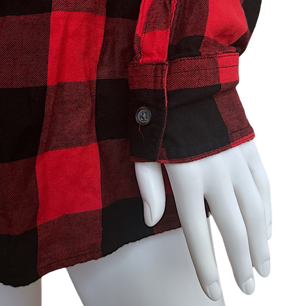 🎁♥️Old Navy Women's Plaid Flannel Boyfriend Shirts Red - Picture 5 of 5